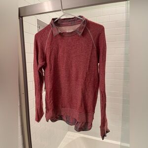 American Colors by Alex Lehr. Red sweater with plaid collar. Size medium.